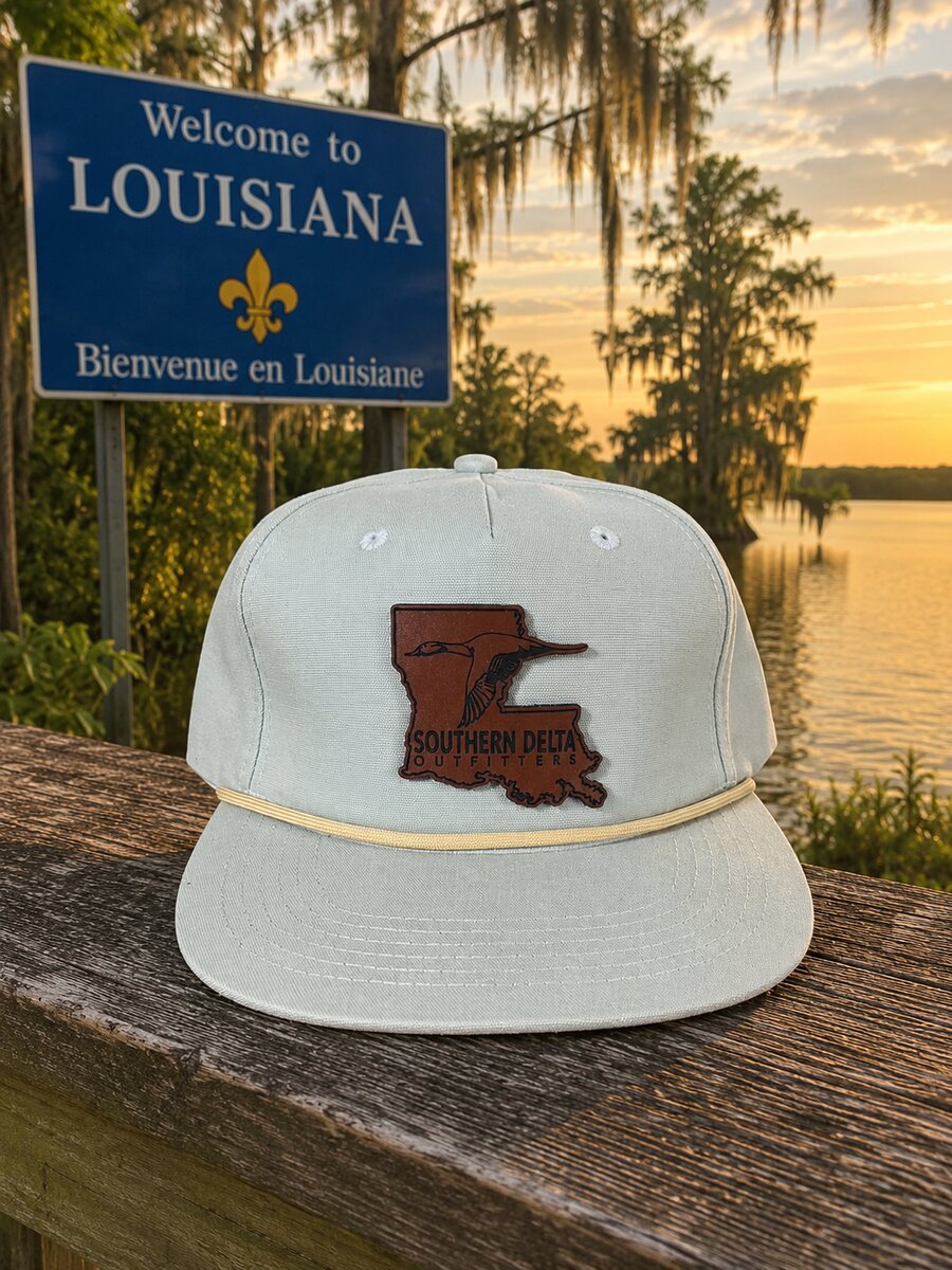 Southern Delta Louisiana leather patch rope hat